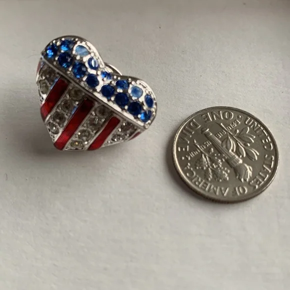 Swarovski Patriotic USA flag heart pin - Picture 4 of 5
